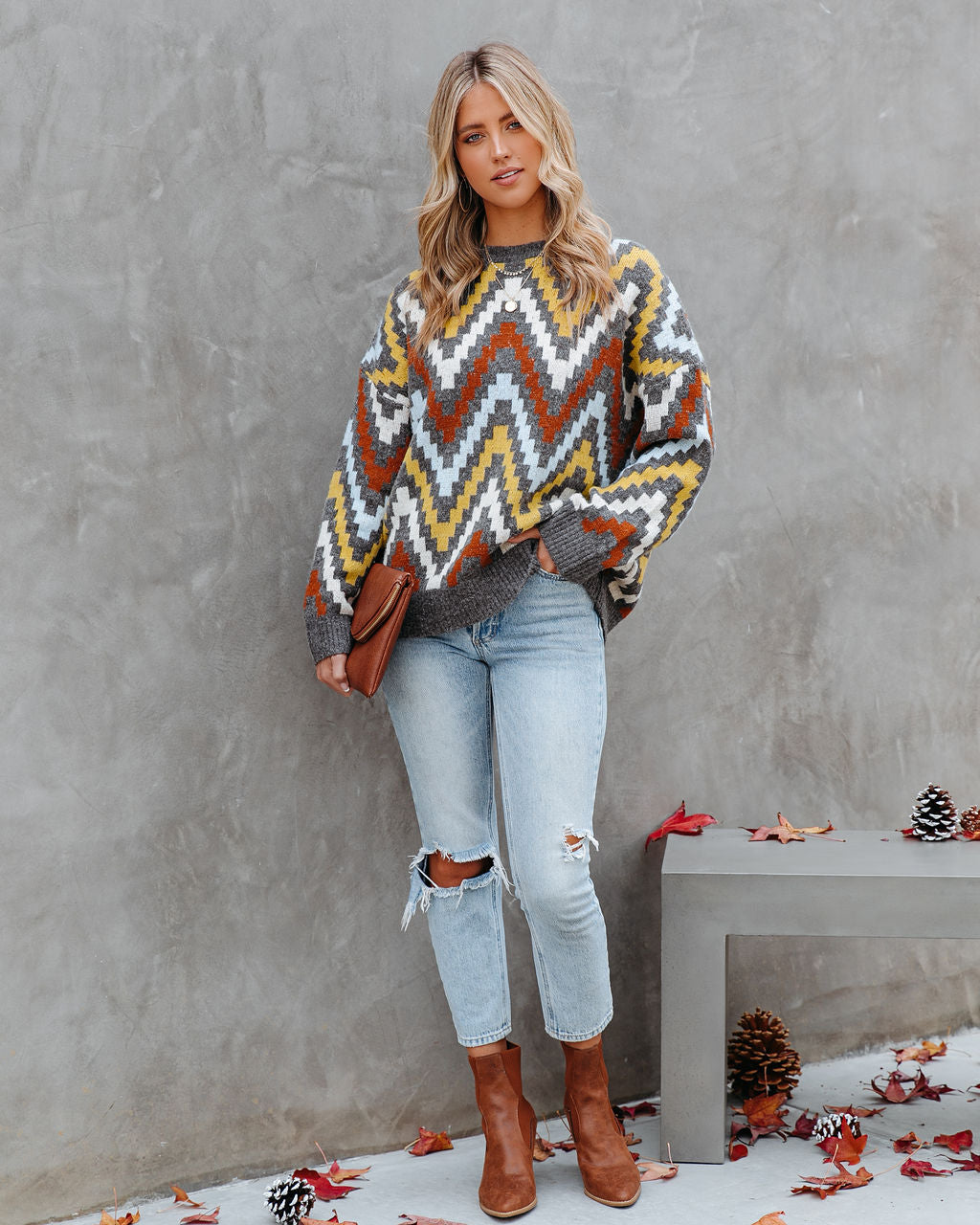 We Vibe Knit Chevron Sweater