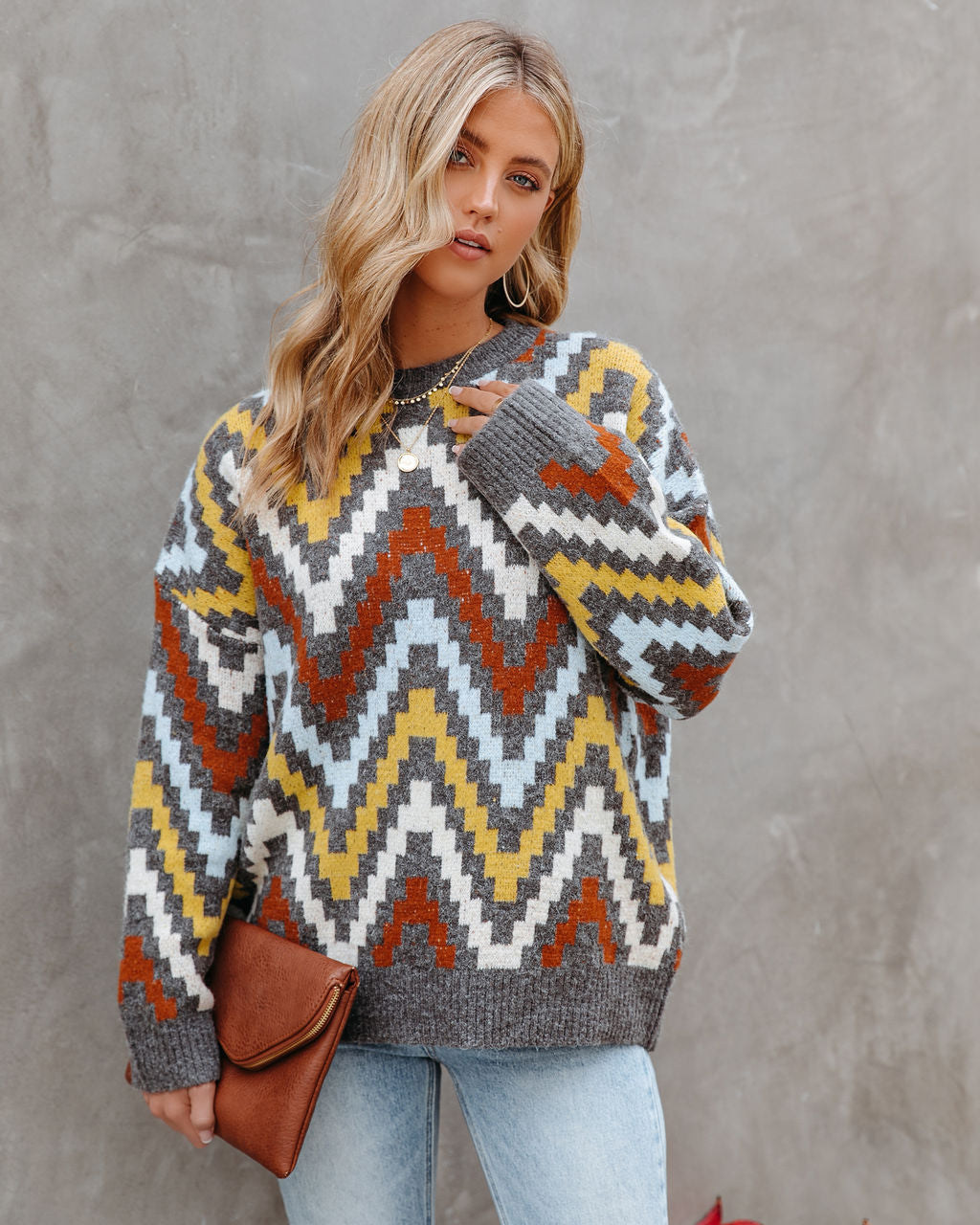 We Vibe Knit Chevron Sweater