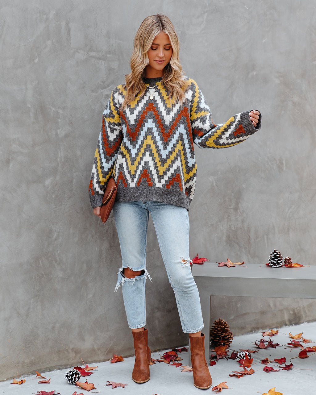 We Vibe Knit Chevron Sweater