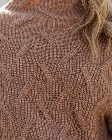 Windblown Mock Neck Knit Sweater - Mocha