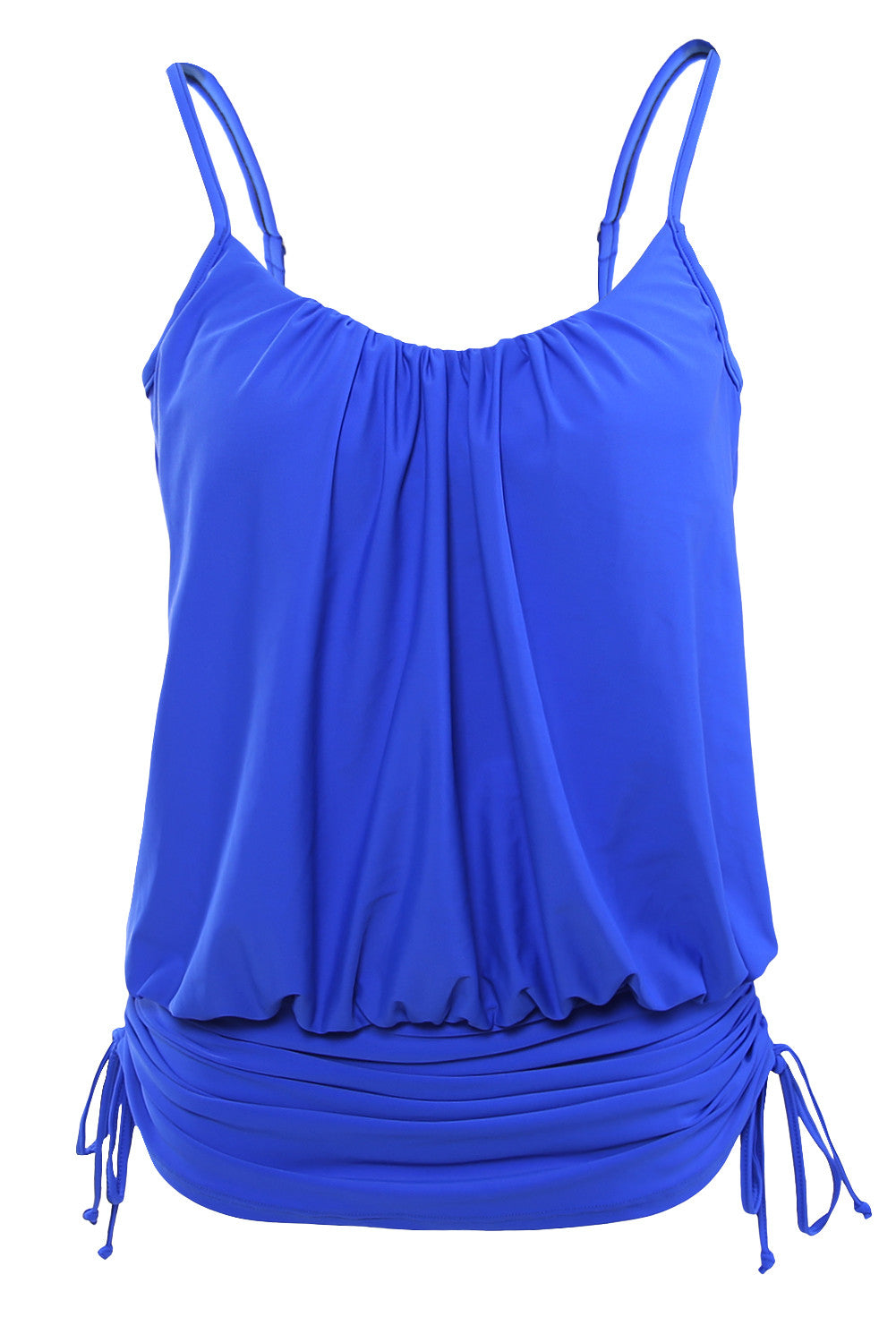 Blue Spaghetti Strap Tankini Swimwear Tops