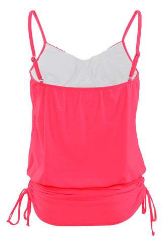 Rosy Spaghetti Strap Tankini Swim Tops