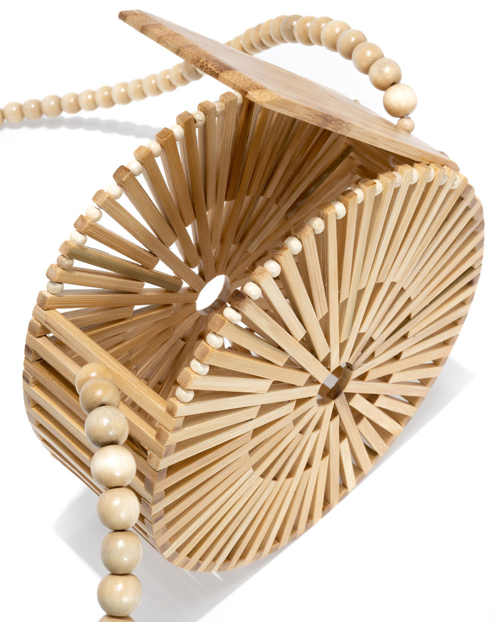 Yumi Circular Bamboo Crossbody Bag - Tan