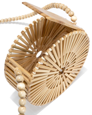 Sac bandoulière circulaire en bambou Yumi - Tan