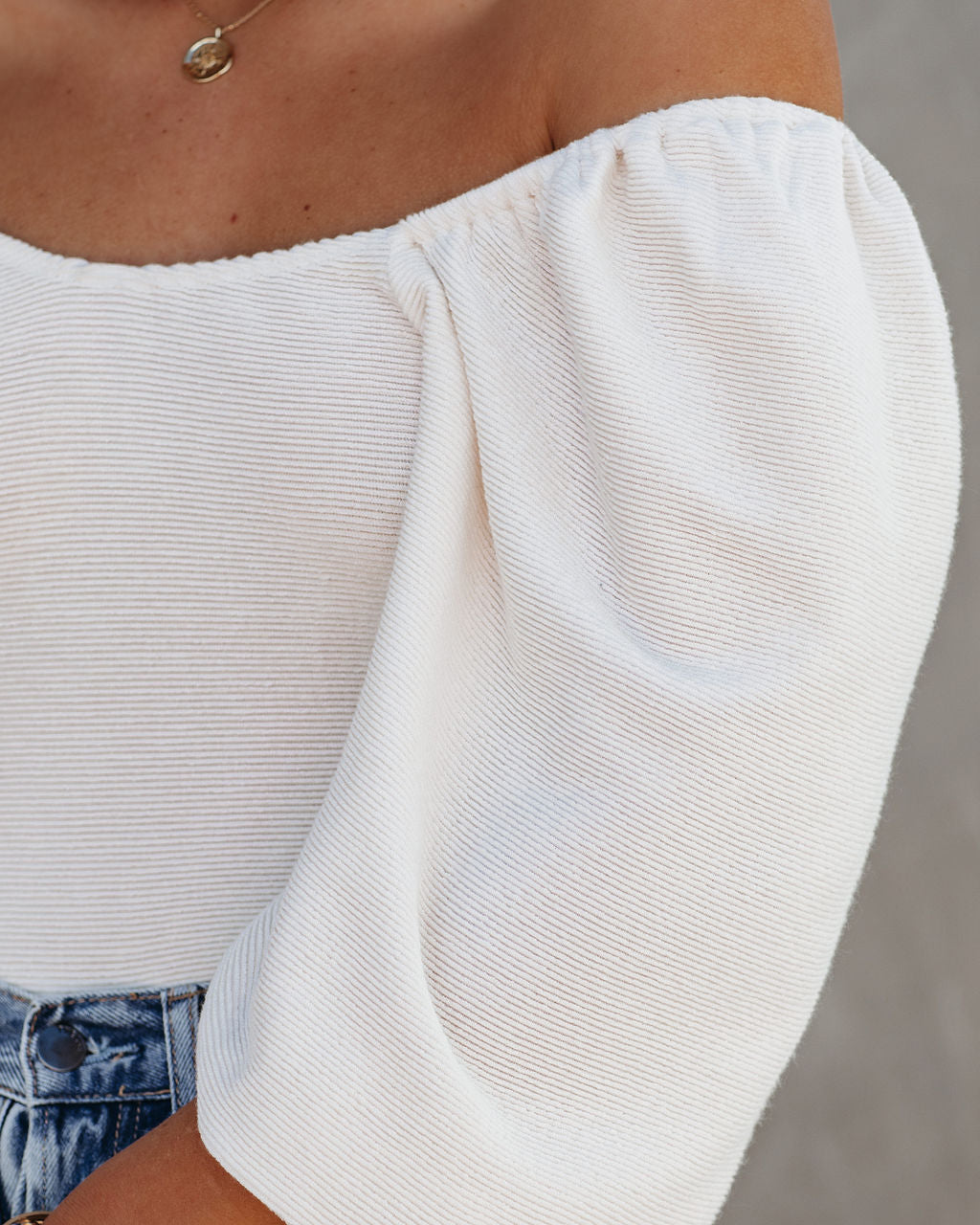 Zeno Puff Sleeve Knit Bodysuit - Ivory