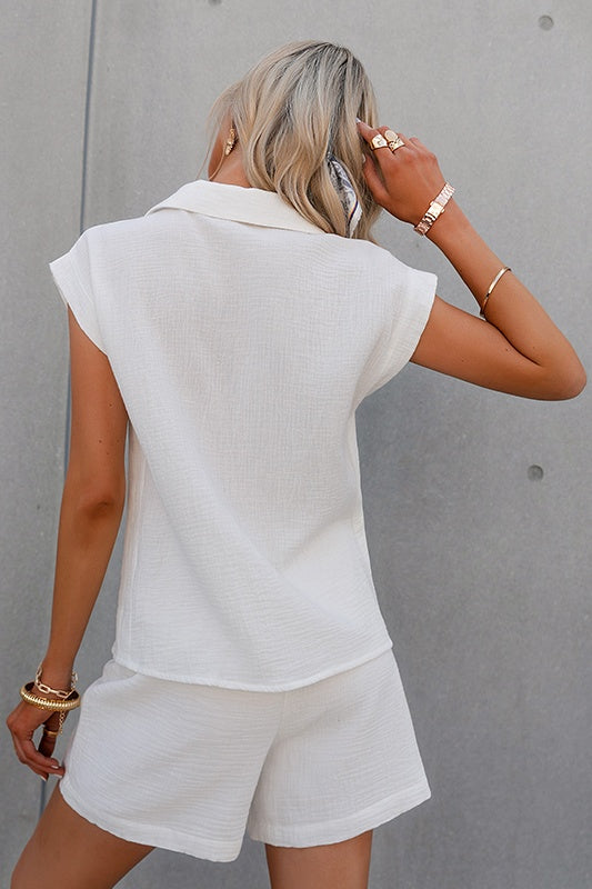 White Shirt & Shorts Suit Set