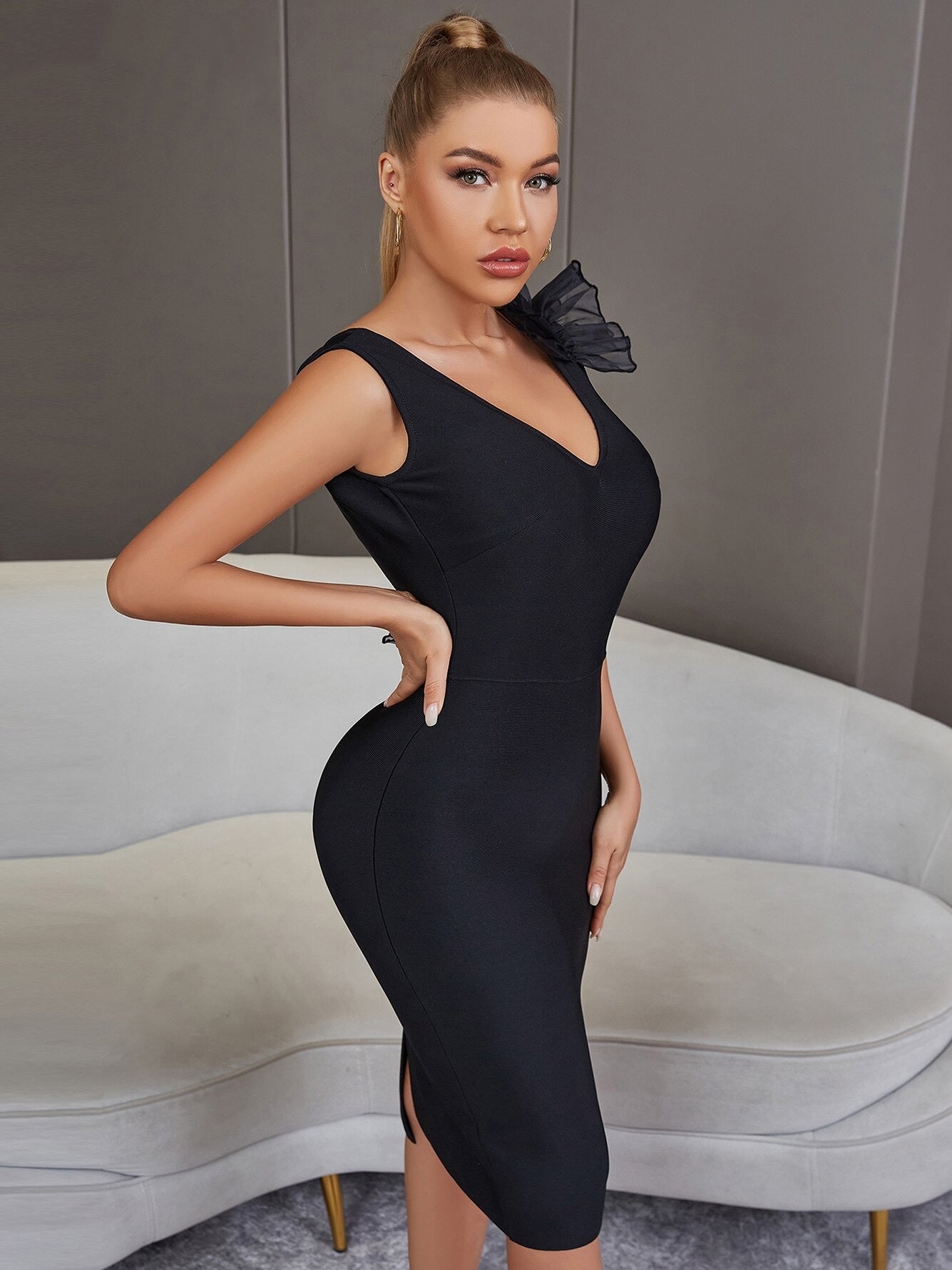 Leigh Bandage Backless Ruffle Dress