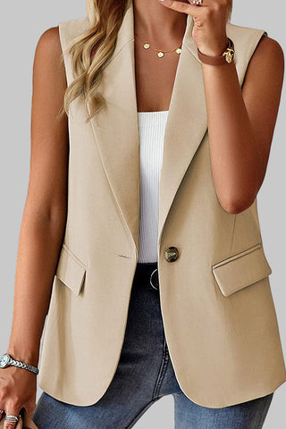 Blazer abricot à un bouton et à revers avec poche