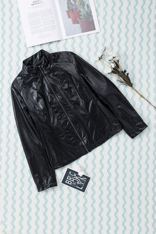 Black Faux Leather Moto Jacket