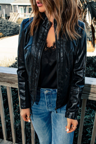 Black Faux Leather Moto Jacket