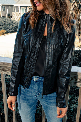 Black Faux Leather Moto Jacket