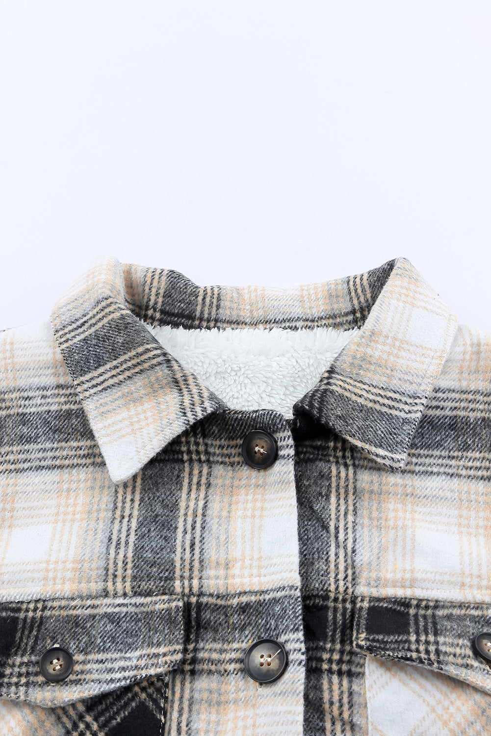 Schwarze Vintage-Jacke mit kariertem Fleecefutter