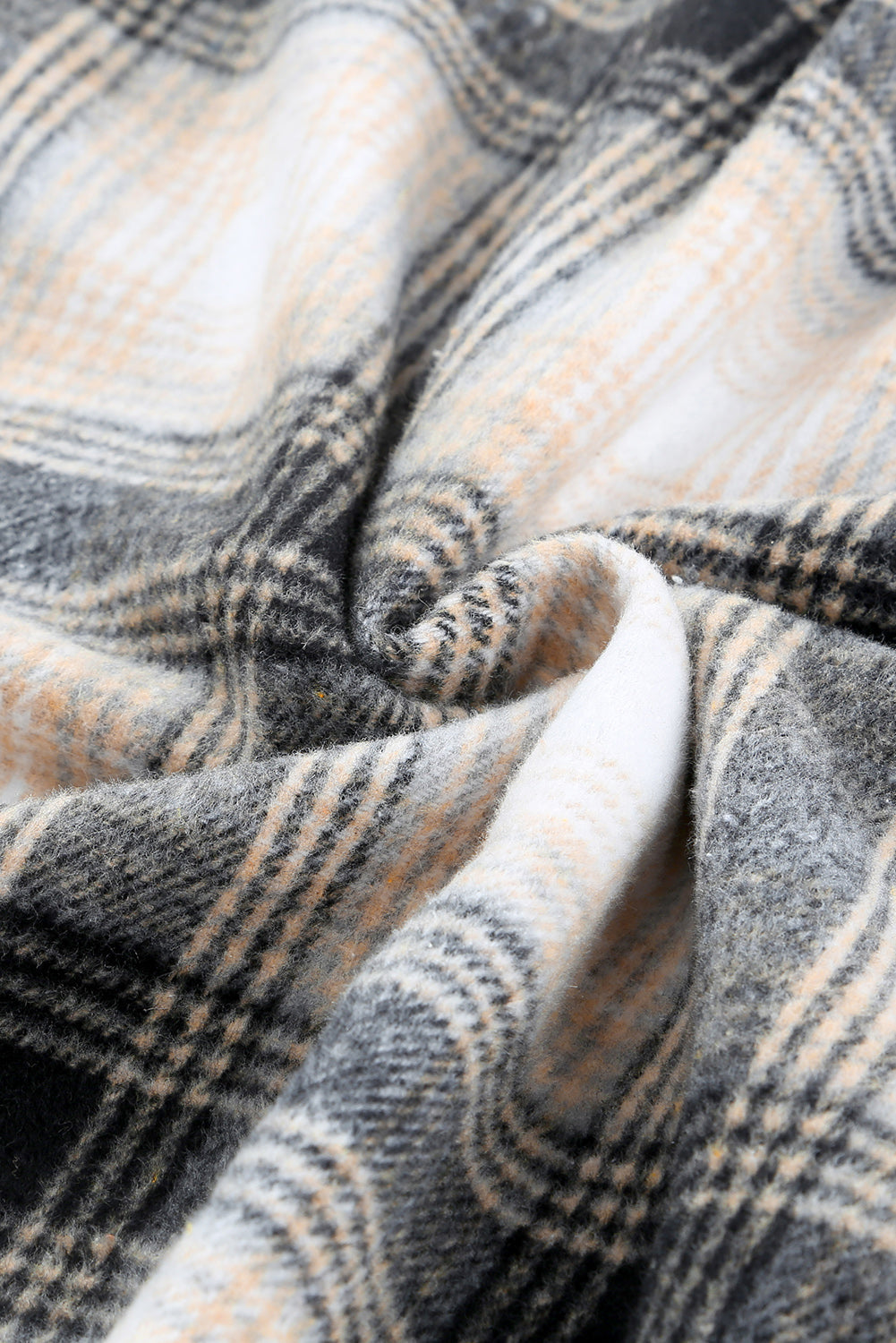 Schwarze Vintage-Jacke mit kariertem Fleecefutter