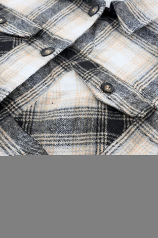 Schwarze Vintage-Jacke mit kariertem Fleecefutter