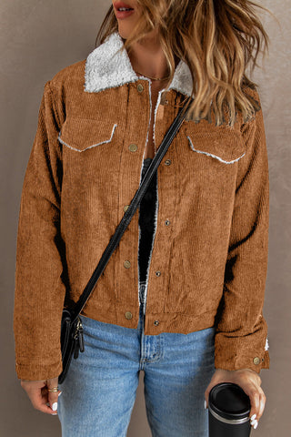 Brown Sherpa Lining Corduroy Jacket