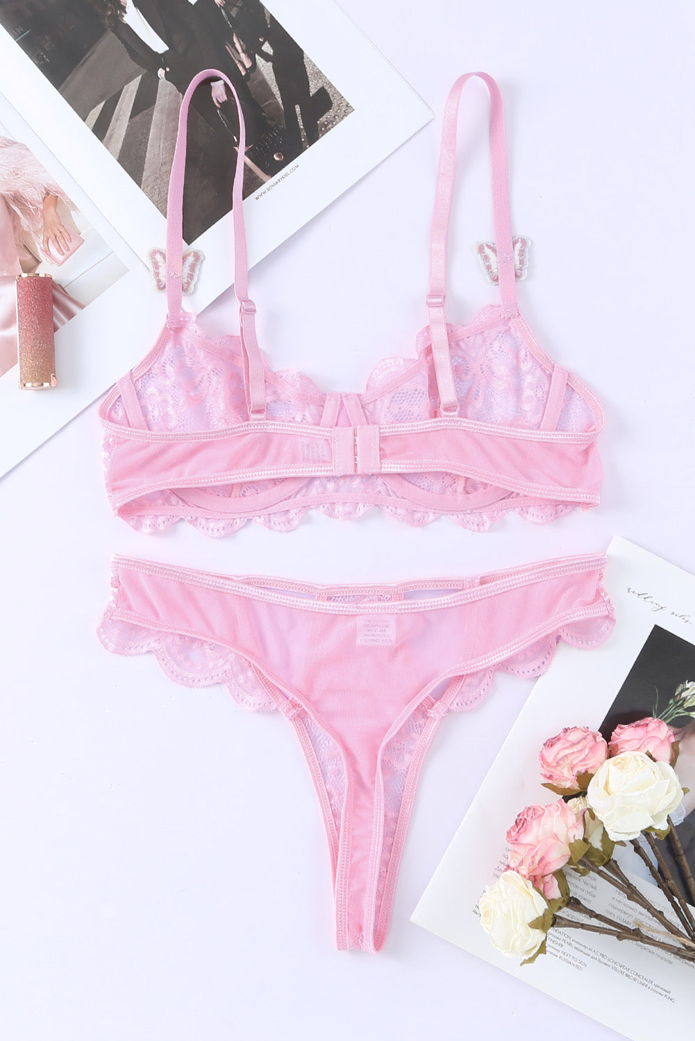 Butterfly Cut-Out Lace Bra And Panty Set