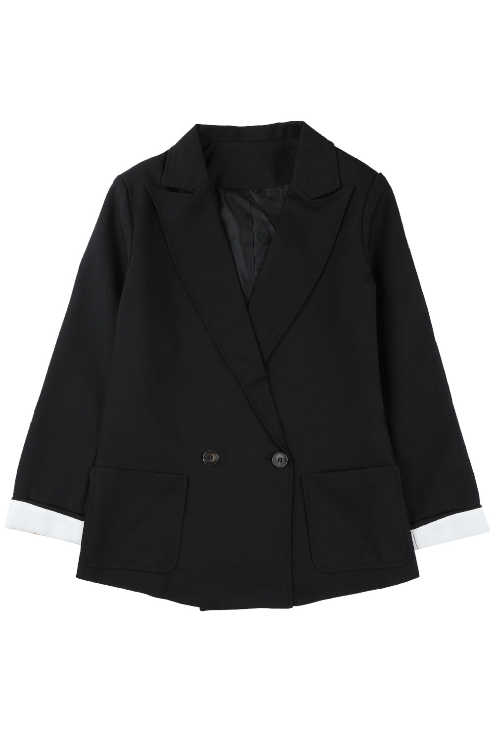 Buttoned Lapel Collar Blazer With Pocket