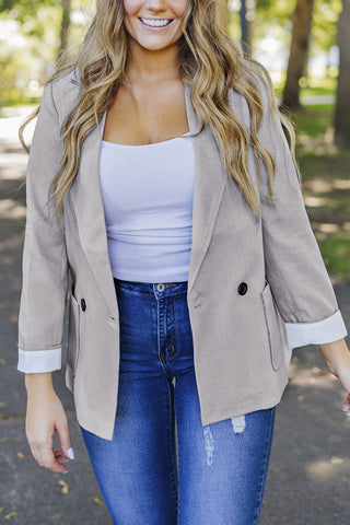 Buttoned Lapel Collar Blazer With Pocket