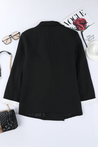 Buttoned Lapel Collar Blazer With Pocket