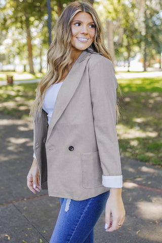 Buttoned Lapel Collar Blazer With Pocket