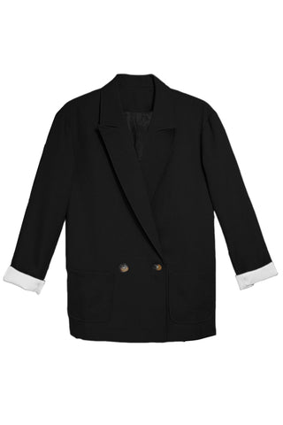 Buttoned Lapel Collar Blazer With Pocket