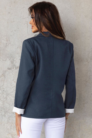 Buttoned Lapel Collar Blazer With Pocket