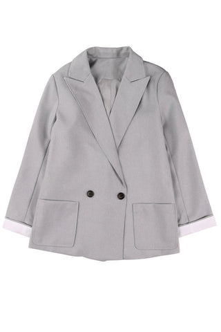 Buttoned Lapel Collar Blazer With Pocket