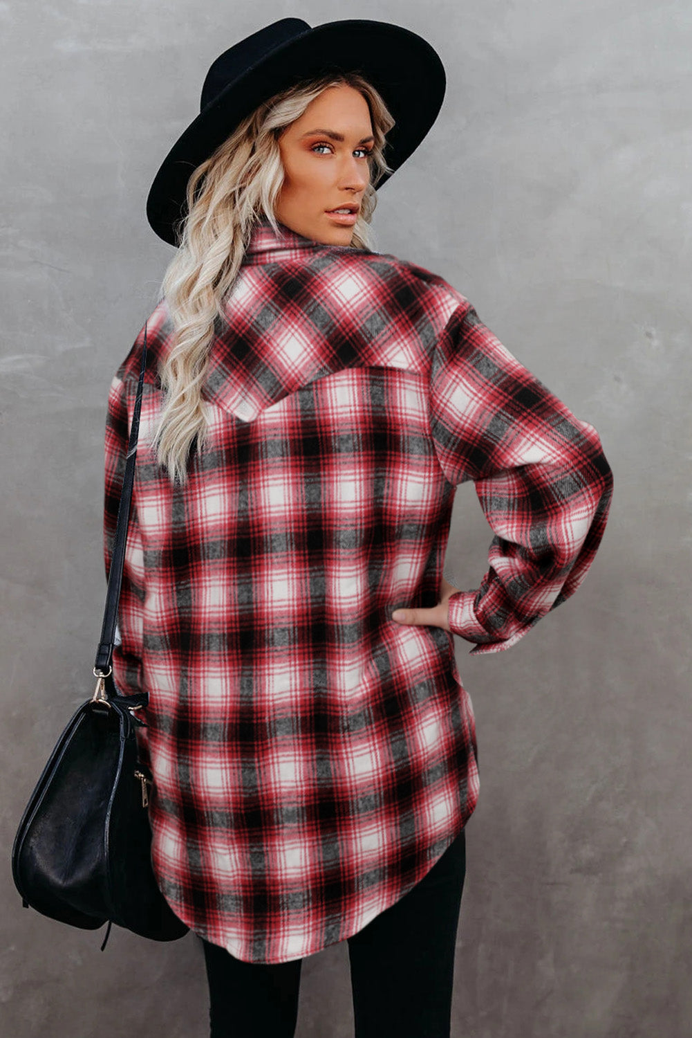 Buttons Pocketed Plaid Shacket