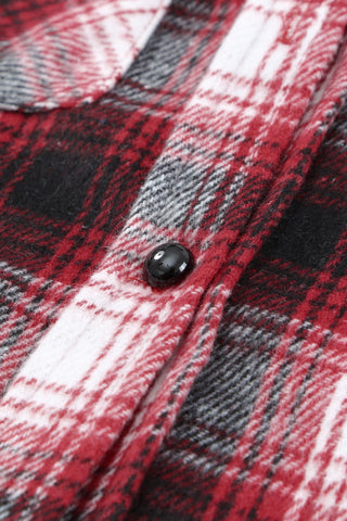 Buttons Pocketed Plaid Shacket