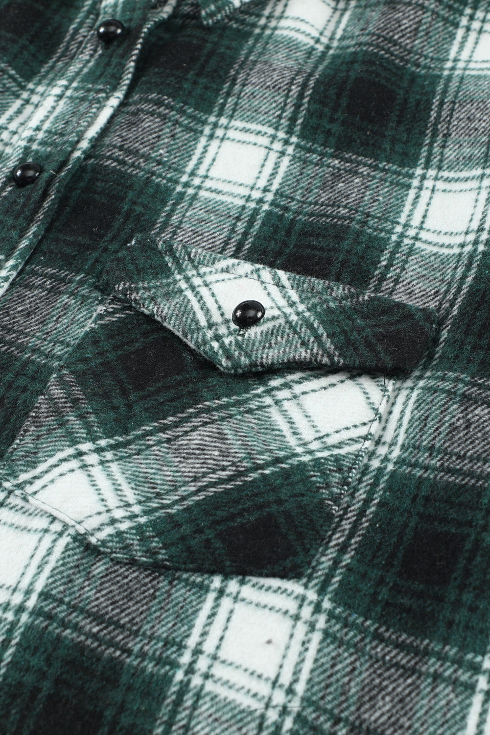 Buttons Pocketed Plaid Shacket