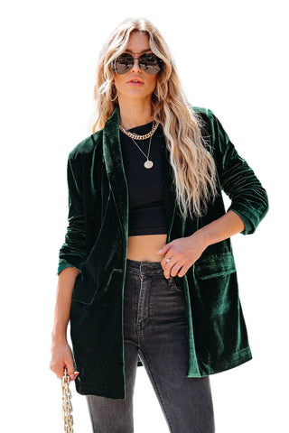 Casual Pocketed Velvet Blazer