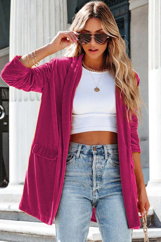 Casual Pocketed Velvet Blazer