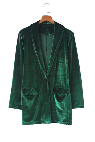 Casual Pocketed Velvet Blazer