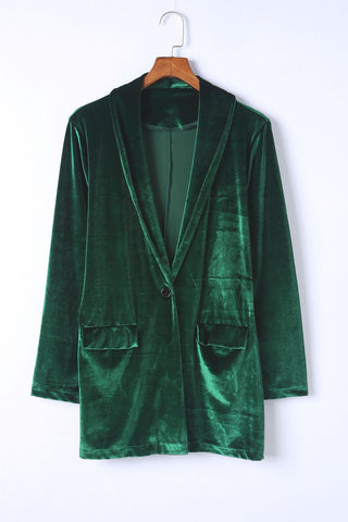 Casual Pocketed Velvet Blazer