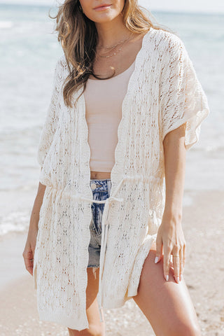 Crochet Open Front Kimono with Slits