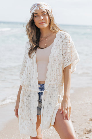 Crochet Open Front Kimono with Slits