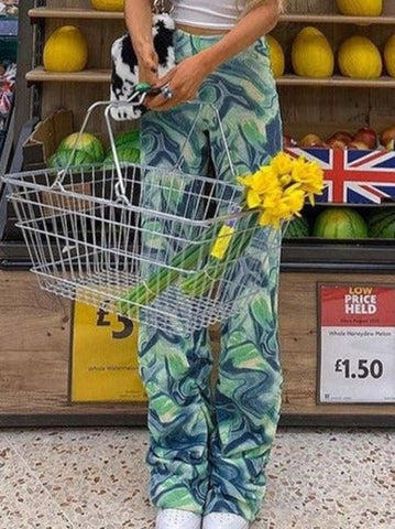 Pantalon à poils droits tie-dye