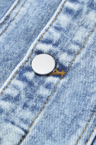 Distressed Buttons Washed Denim Jacket