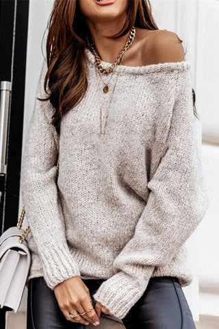 Slash Neck Knit Pullover