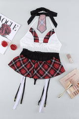 Plaid Student Costume Set with Mini Skirt - Playful Fantasy Nights main image 1
