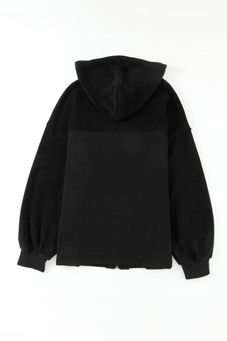 Flap Pocket Drawstring Hood Zip Up Jacket