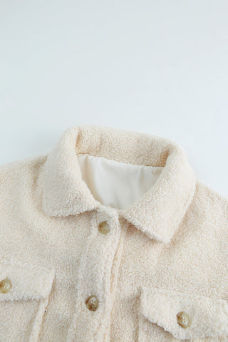 Flap Pockets Button Front Teddy Coat