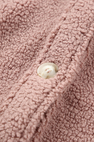 Flap Pockets Button Front Teddy Coat