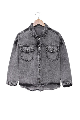 Gray Bleach Wash Denim Jacket