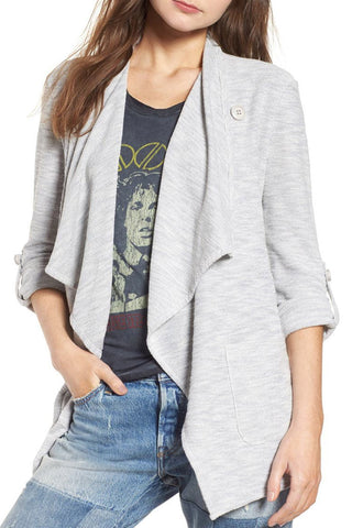 Gray Drape Front Knit Jacket