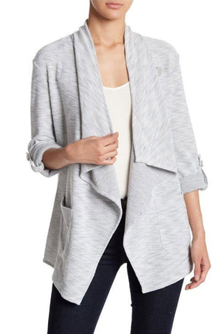 Gray Drape Front Knit Jacket