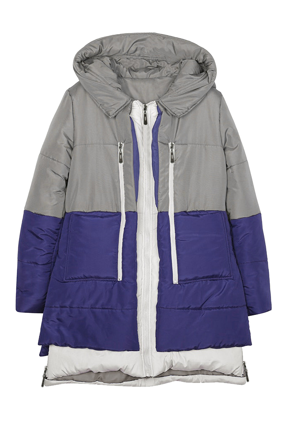Gray Navy Colorblock 2-In-1 Look Quilted Jacket – Orro Shop