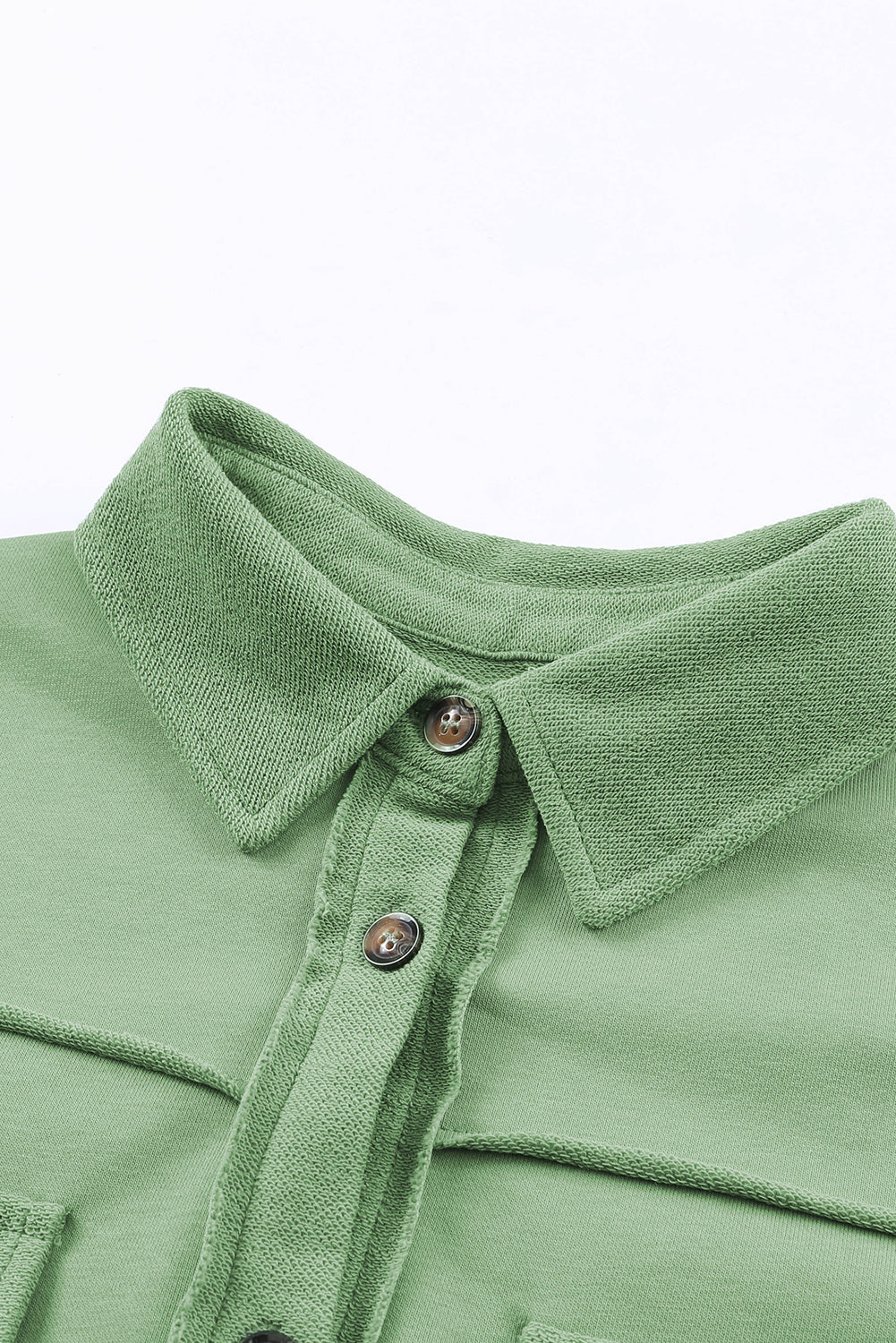 Green Buttoned Long Sleeve Pocketed Shirt Jacket