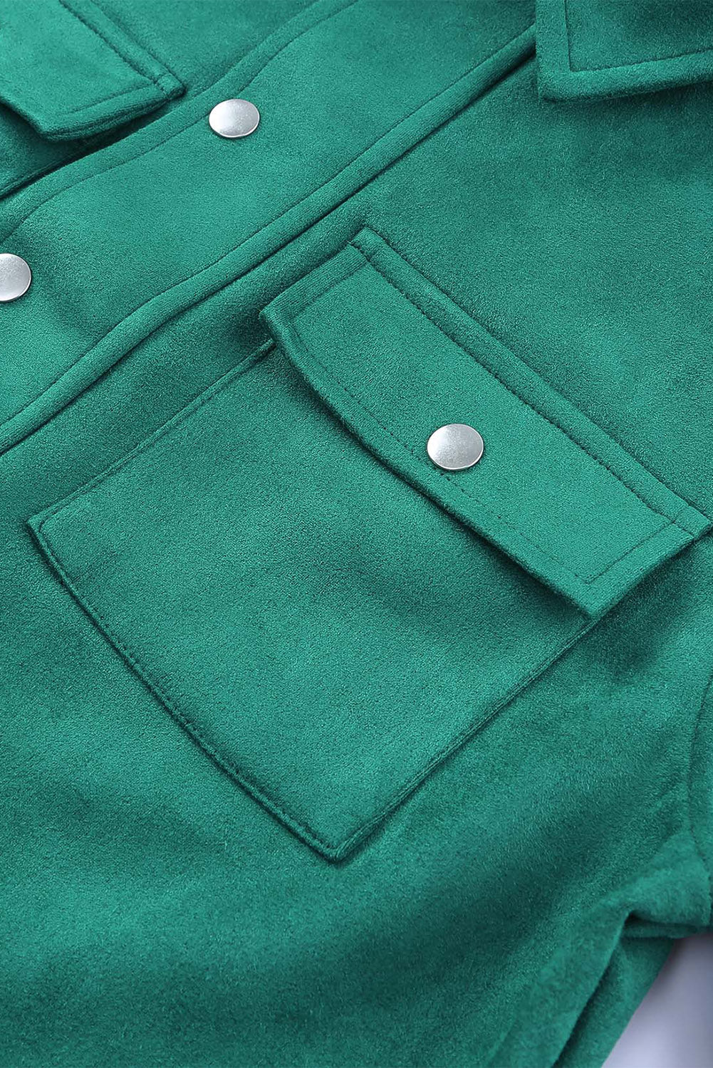 Green Faux Suede Button Down Cropped Jacket