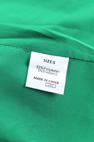 Green Lapel Collar Pocketed Satin Blazer